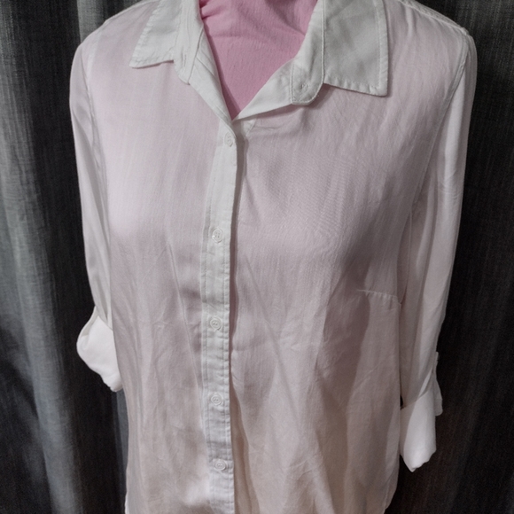 Love 8 for Versona White Button Down High Low Hemline Shirt Size Small - Picture 5 of 12